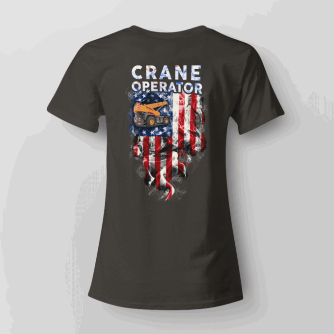 Proud American Crane Operator  Navy Blue    T-Shirt, Best Gift For Men And Women