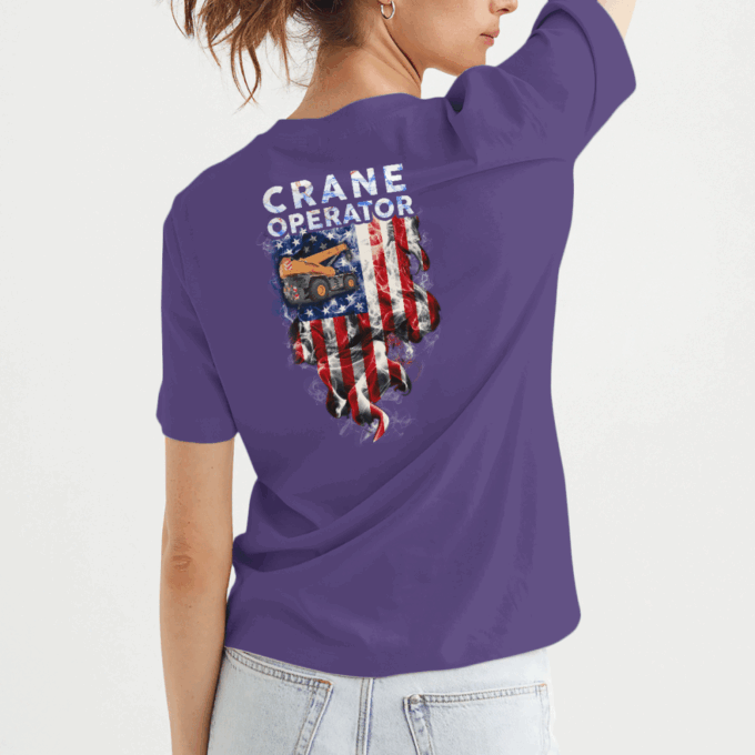 Proud American Crane Operator  Navy Blue    T-Shirt, Best Gift For Men And Women