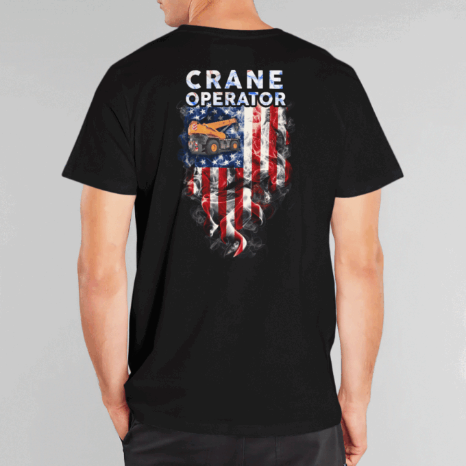 Proud American Crane Operator  Navy Blue    T-Shirt, Best Gift For Men And Women