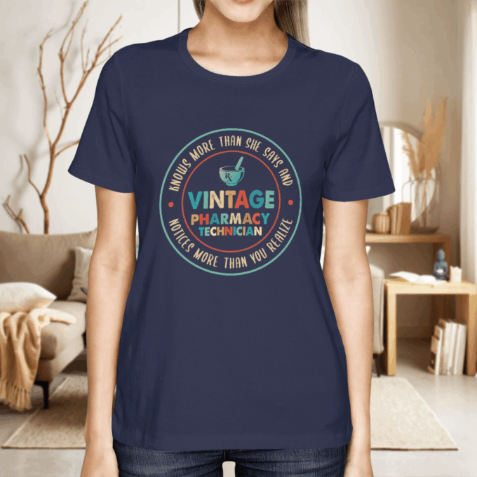 Vintage Pharmacy Technician Navy Blue  Pharmacytechnician T-Shirt, Gift For Men Women