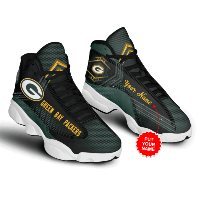 Green Bay Packers Custom Name Air Jordan 13 Sneakers, Best Gift For Men And Women