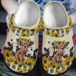 Just Love Cows Sunflower Gift For Lover Rubber clog Crocs Shoes For Men Women