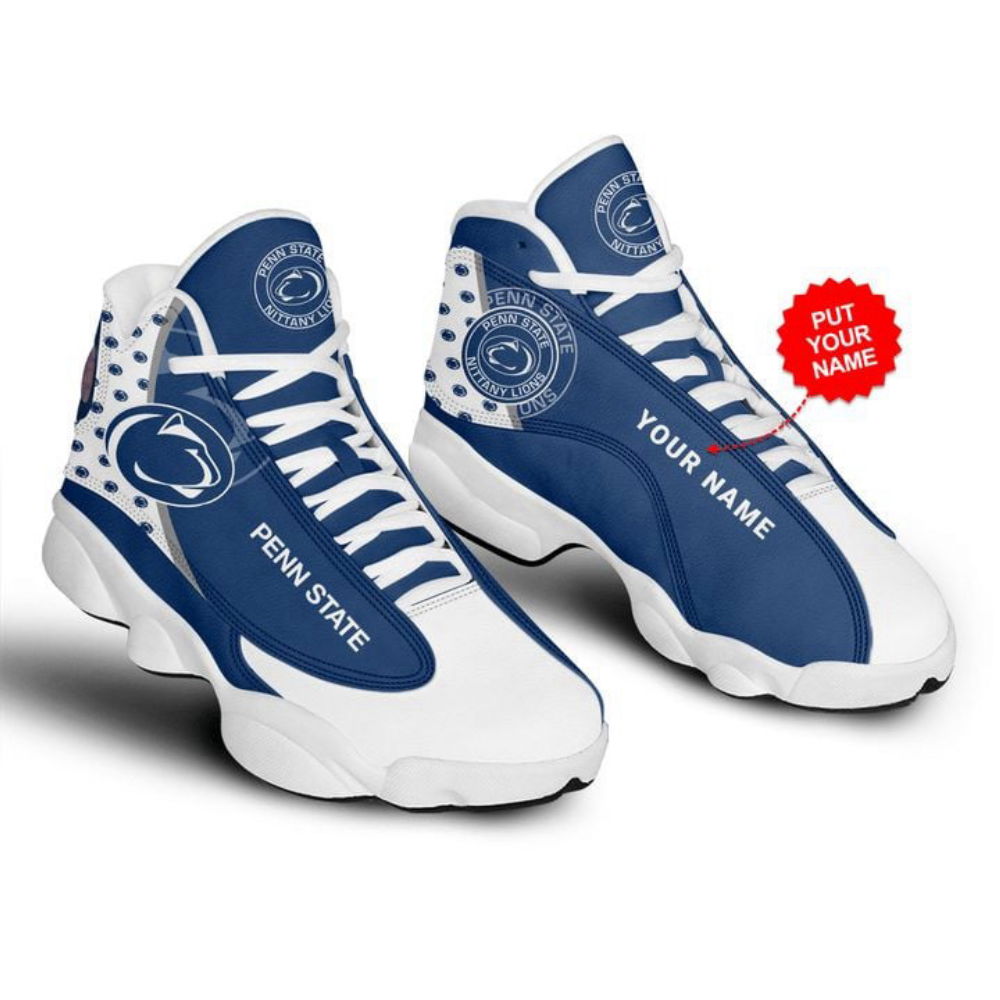 NCAA Penn State Nittany Lions Custom Name Blue White Air Jordan 13 Shoes, Best Gift For Men And Women NCAA Penn State Nittany Lions Custom Name Blue White Air Jordan 13 Shoes, Best Gift For Men And Women