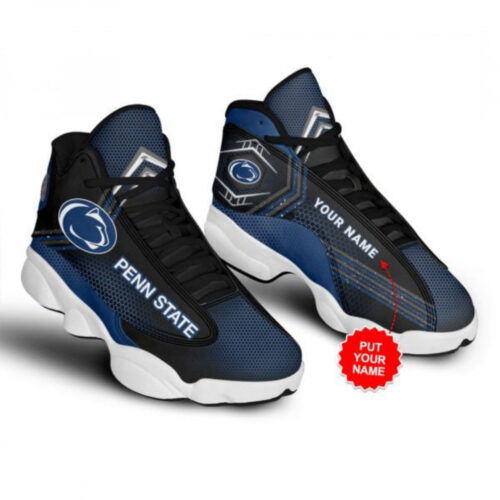 NCAA Penn State Nittany Lions Custom Name Blue Black Air Jordan 13 Shoes For Men Women