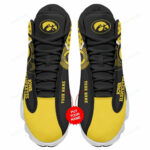 NCAA Iowa Hawkeyes Custom Name Black Gold Air Jordan 13 Shoes, Best Gift For Men And Women