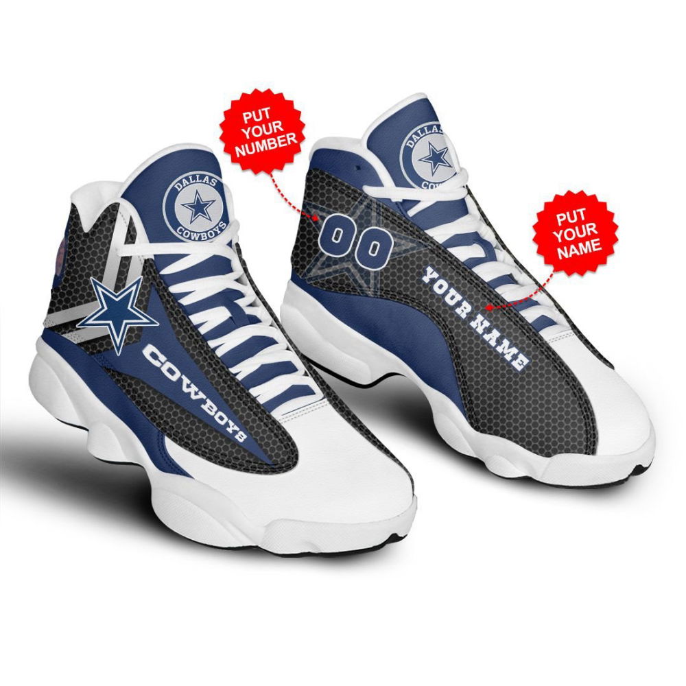 NFL Dallas Cowboys Custom Name Number Air Jordan 13 Shoes, Best Gift For Men And Women NFL Dallas Cowboys Custom Name Number Air Jordan 13 Shoes, Best Gift For Men And Women