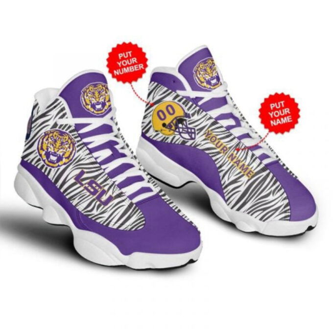 NCAA LSU Tigers Custom Name Number Camo Air Jordan 13 Sneakers, Gift For Men Women