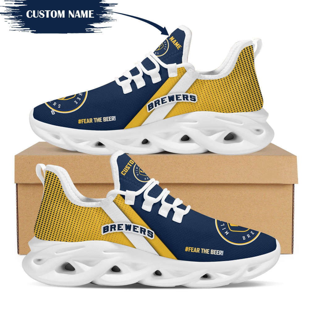 Personalized Name Milwaukee Brewers Max Soul Sneakers Running Sports Shoes For Men Women Personalized Name Milwaukee Brewers Max Soul Sneakers Running Sports Shoes For Men Women