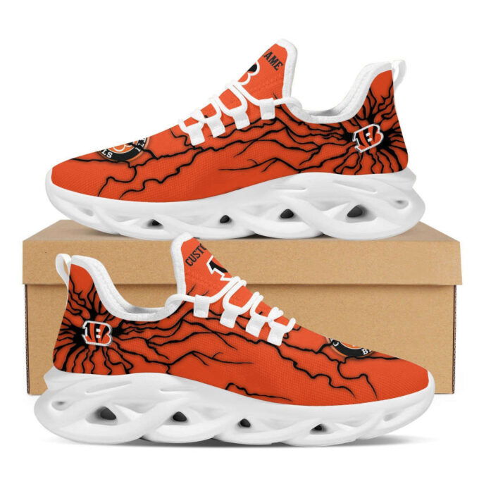 Cincinnati Bengals Custom Name Stylish Graffiti Personality Max Soul Shoes   Personalized Shoes For Men Women