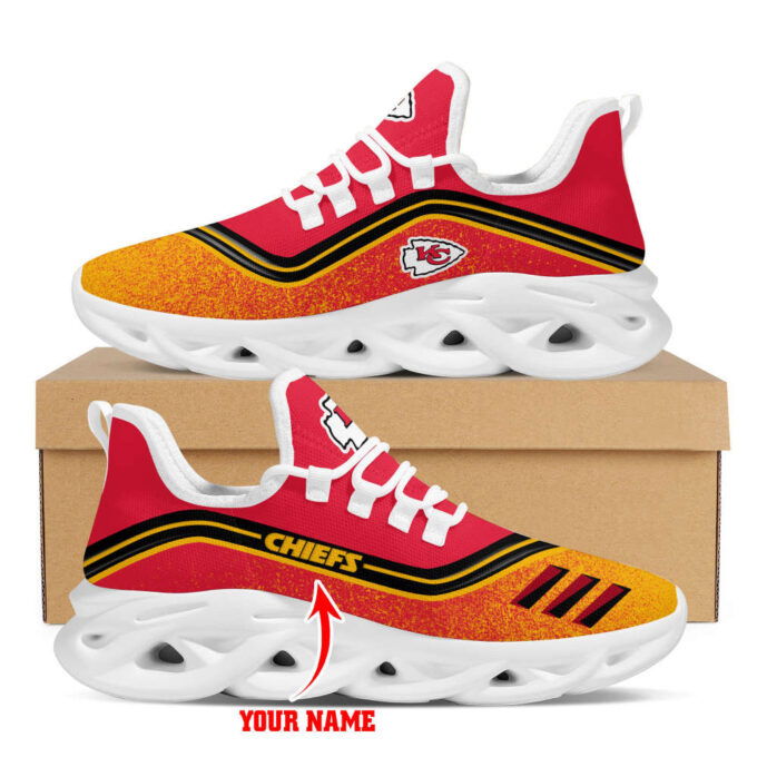 Kansas City Chiefs Logo Border Pattern Custom Name 3D Max Soul Shoes Personalized Shoes For Men