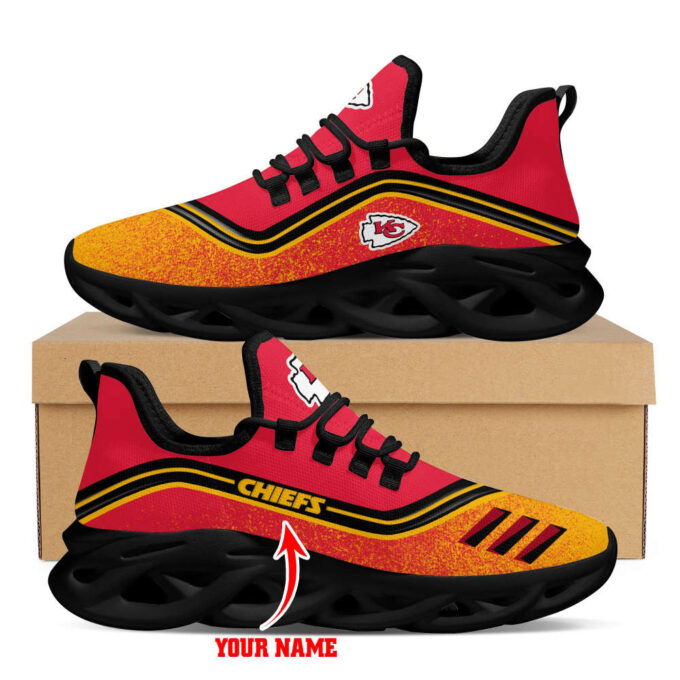 Kansas City Chiefs Logo Border Pattern Custom Name 3D Max Soul Shoes Personalized Shoes For Men
