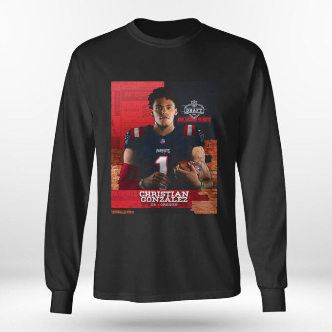 Nfl Draft 2023 Christian Gonzalez New England Patriot T-shirt For Fans