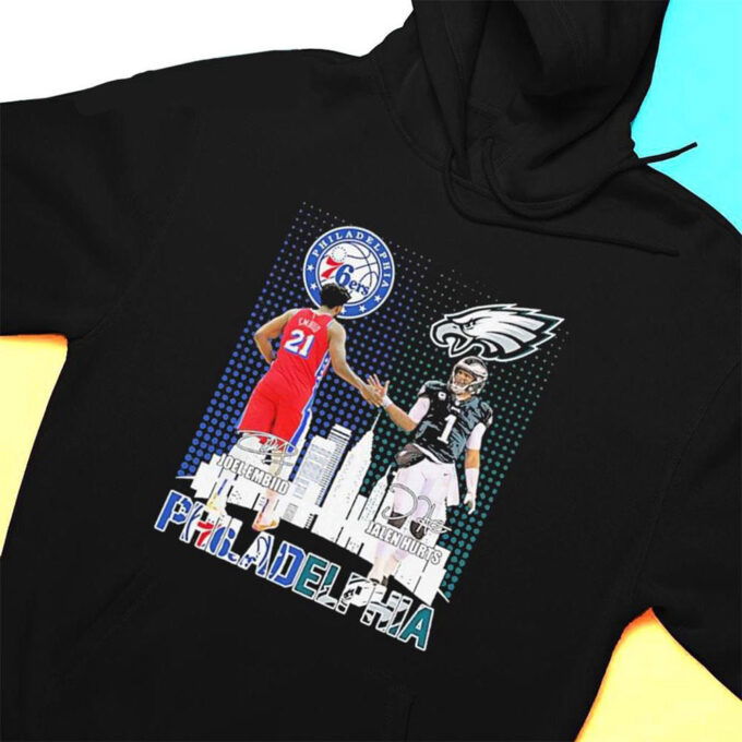 Joel Embiid And Jalen Hurts Philadelphia Skyline Sports Team Signatures T-shirt For Fans
