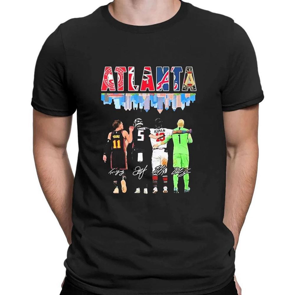 Atlanta Skyline Sport Teams Players Signatures T-shirt For Fans Atlanta Skyline Sport Teams Players Signatures T-shirt For Fans
