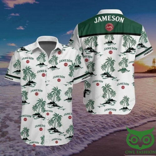 Jameson Irish Whiskey White With Green Hawaiian Shirt For Men Women