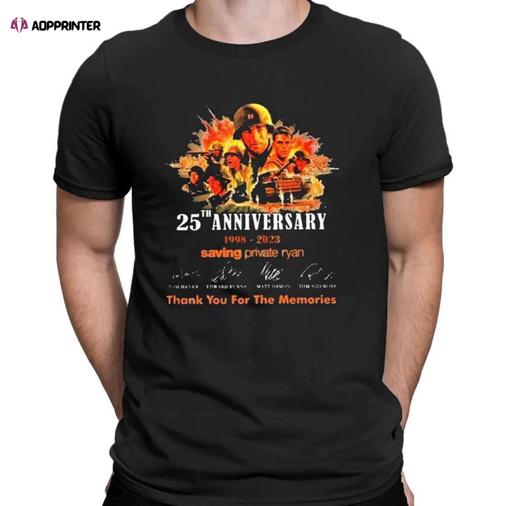 25th Anniversary Saving Private Ryan Signature Thank You For The Memories 1998 2023 T-shirt For Men Women 25th Anniversary Saving Private Ryan Signature Thank You For The Memories 1998 2023 T-shirt For Men Women