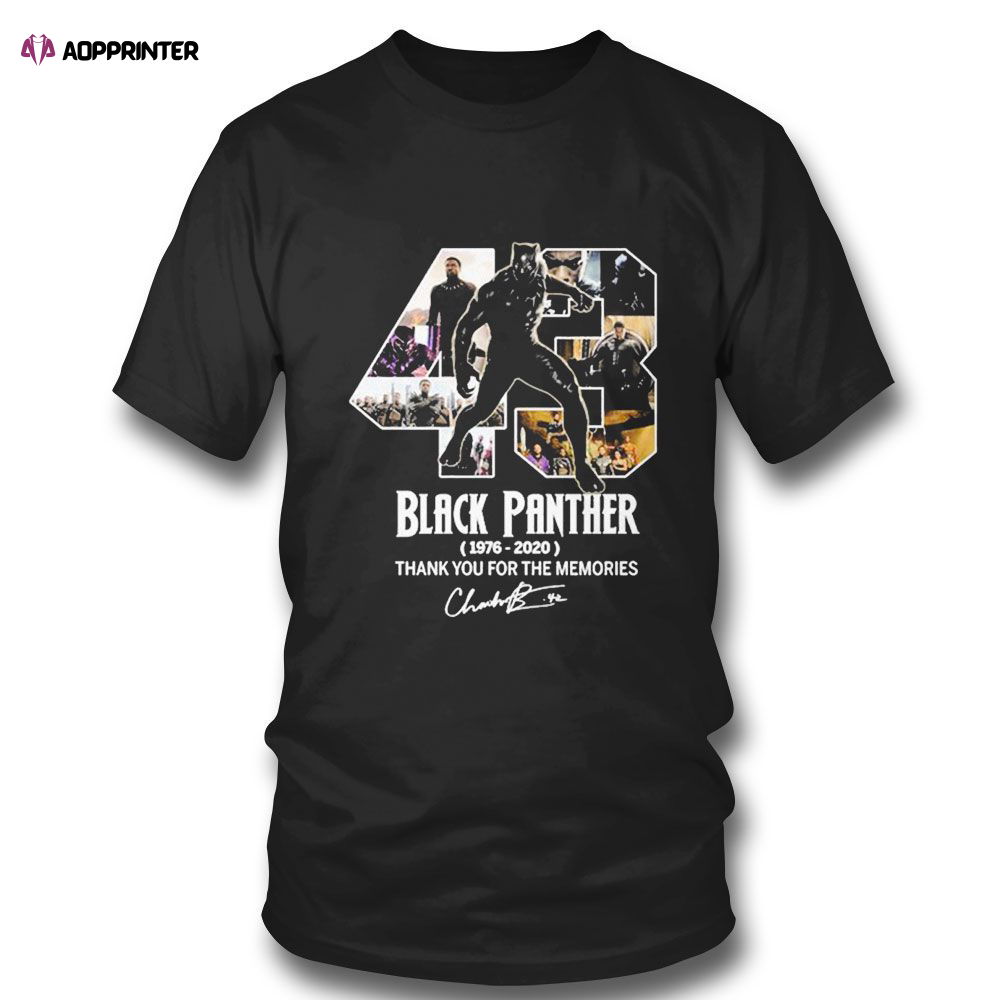 43 Black Panther 1976 2020 Thank You For The Memories Signature T-shirt For Fans 43 Black Panther 1976 2020 Thank You For The Memories Signature T-shirt For Fans