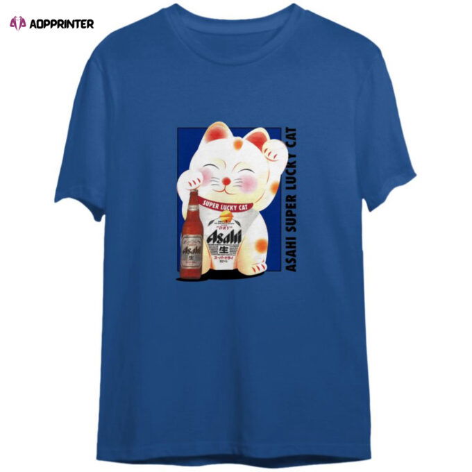 90s Asahi Super Lucky Cat T-Shirt For Men And Women. Vintage 1990s Good Things Happen