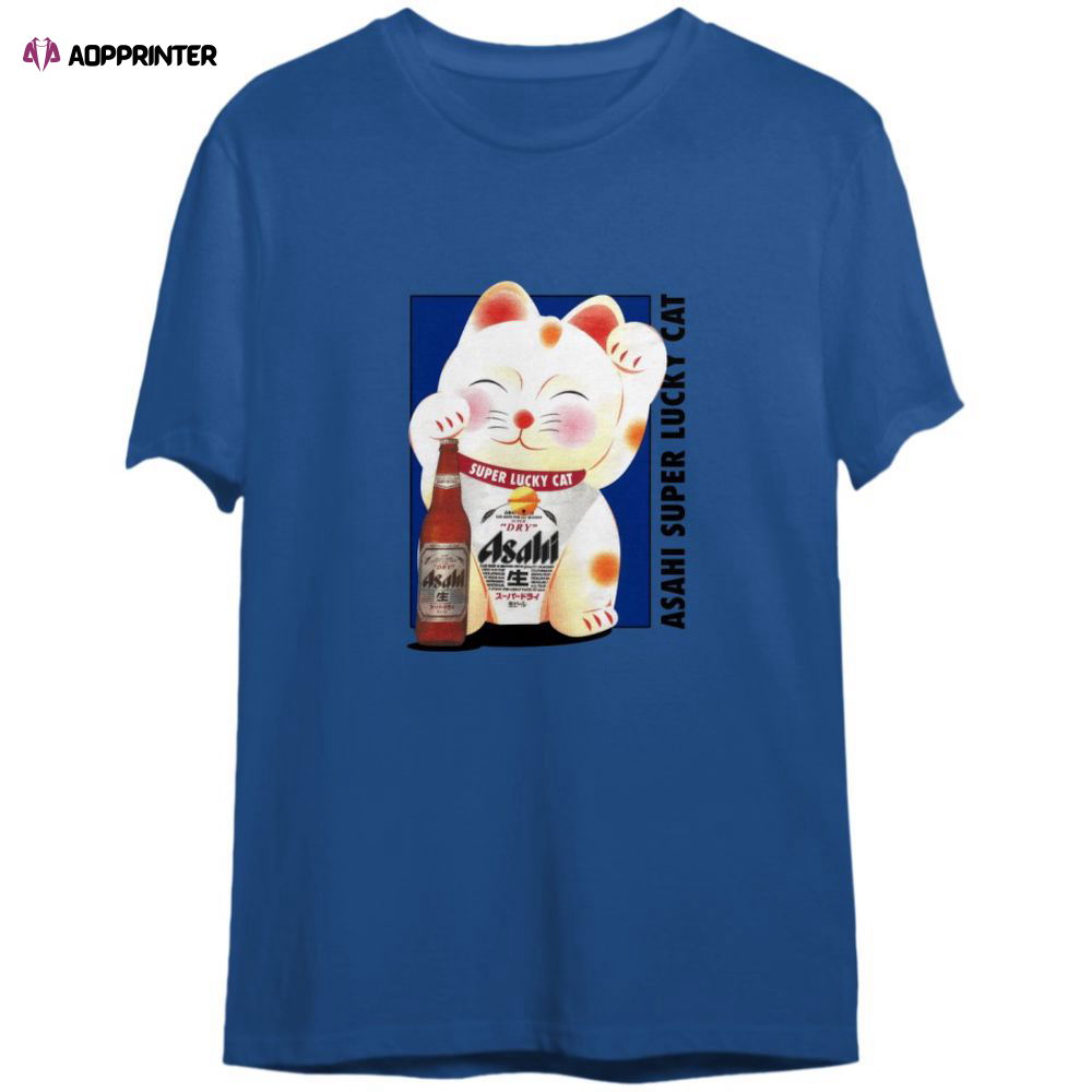 90s Asahi Super Lucky Cat T-Shirt For Men And Women. Vintage 1990s Good Things Happen 90s Asahi Super Lucky Cat T-Shirt For Men And Women. Vintage 1990s Good Things Happen