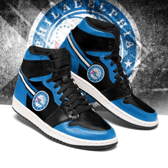 Air JD Hightop Shoes NBA Philadelphia 76ers Blue Black Air Jordan 1 High Sneakers For Men