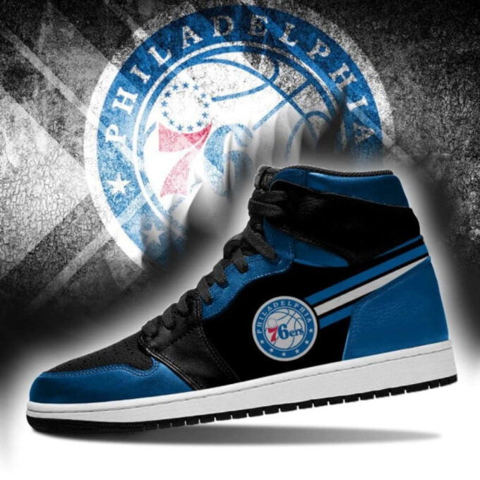 Air JD Hightop Shoes NBA Philadelphia 76ers Blue Black Air Jordan 1 High Sneakers For Men