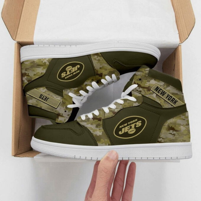Air JD Hightop Shoes NFL New York Jets Camo Air Jordan 1 High Sneakers For Men