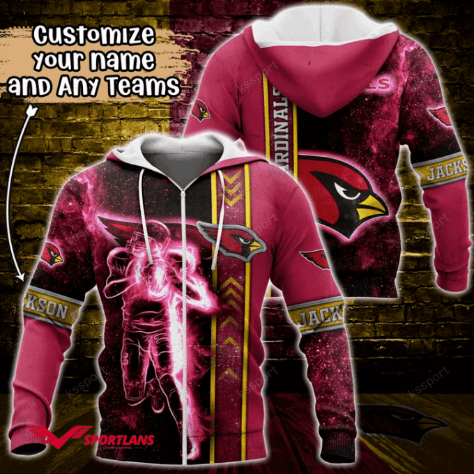 Arizona Cardinals NFL Custom Name 3D Hoodie, Gift For Men And Women