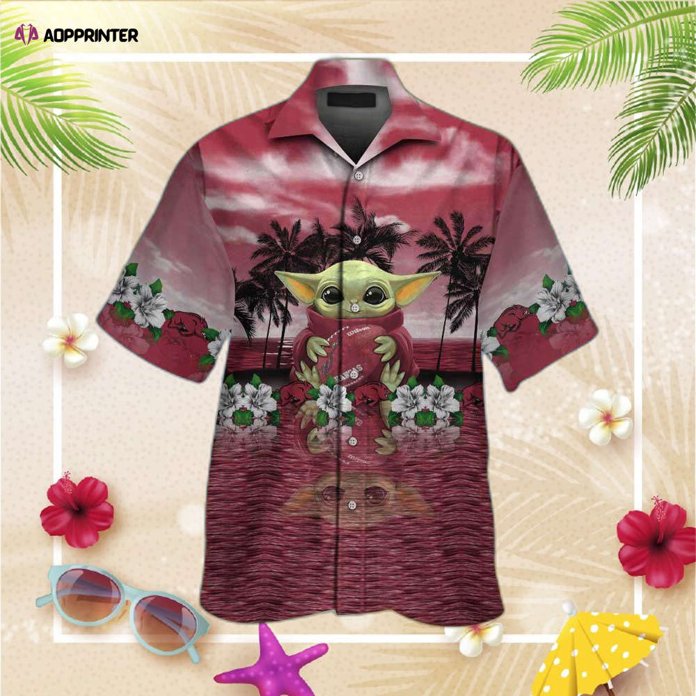 Arkansas Razorbacks And Baby Yoda Hawaii Shirt Summer Button Up Shirt For Men Women Arkansas Razorbacks And Baby Yoda Hawaii Shirt Summer Button Up Shirt For Men Women