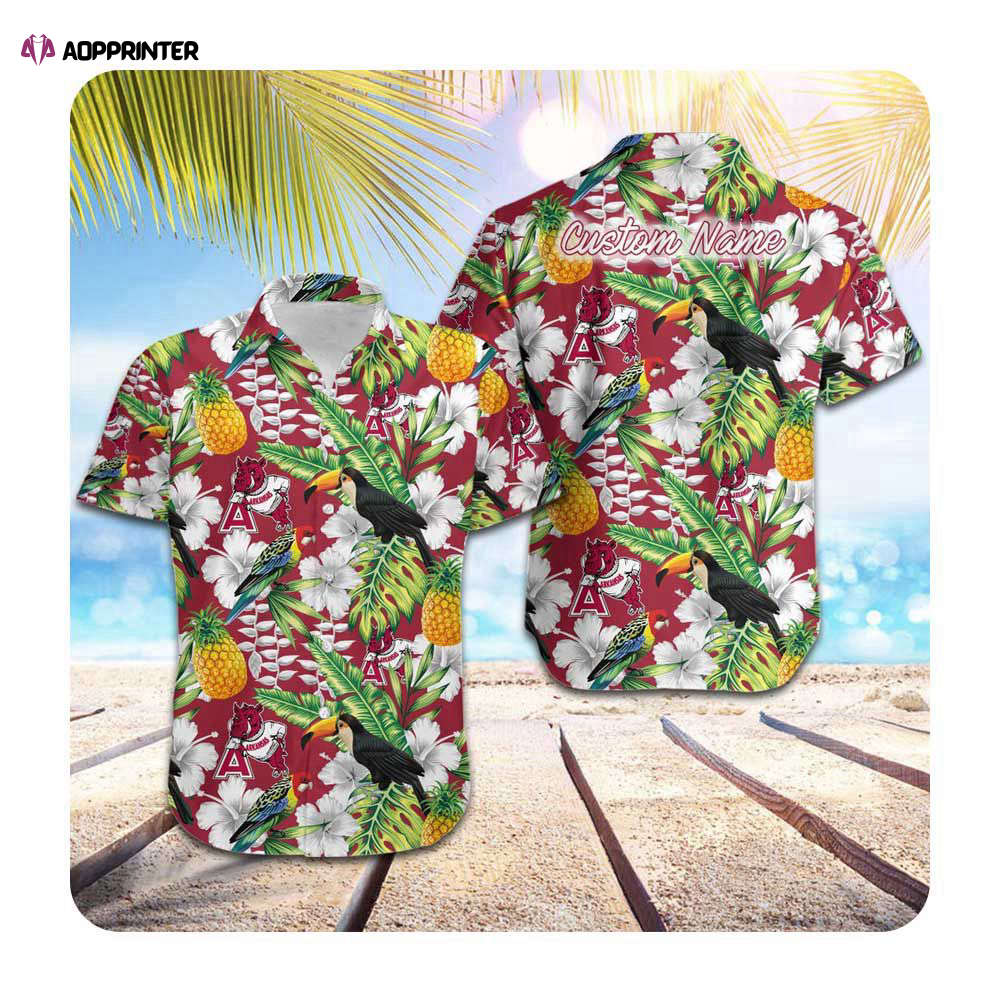 Arkansas Razorbacks Custom Name Parrot Floral Tropical Men Women Hawaii Shirt Summer Button Up Shirt For Men Women Arkansas Razorbacks Custom Name Parrot Floral Tropical Men Women Hawaii Shirt Summer Button Up Shirt For Men Women