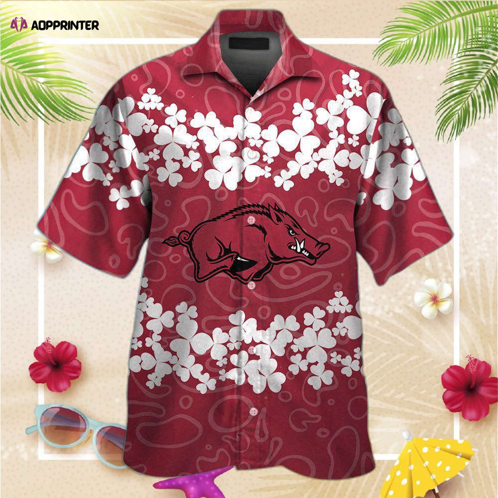 Arkansas Razorbacks Short Sleeve Button Up Tropical Aloha Hawaiian Shirt Set for Men Women Kids Arkansas Razorbacks Short Sleeve Button Up Tropical Aloha Hawaiian Shirt Set for Men Women Kids