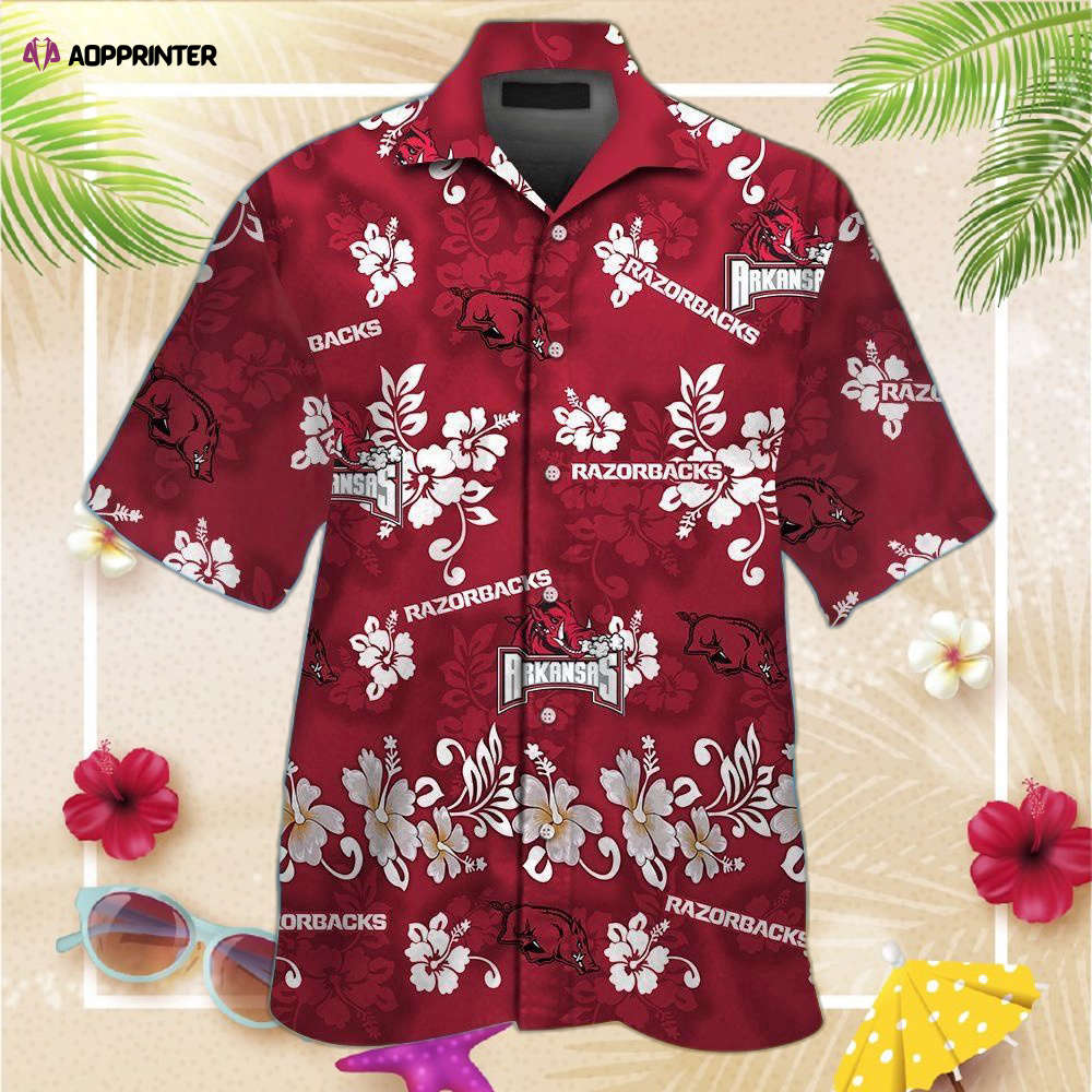 Arkansas Razorbacks Short Sleeve Button Up Tropical Aloha Hawaiian Shirt Set for Men Women Kids Arkansas Razorbacks Short Sleeve Button Up Tropical Aloha Hawaiian Shirt Set for Men Women Kids