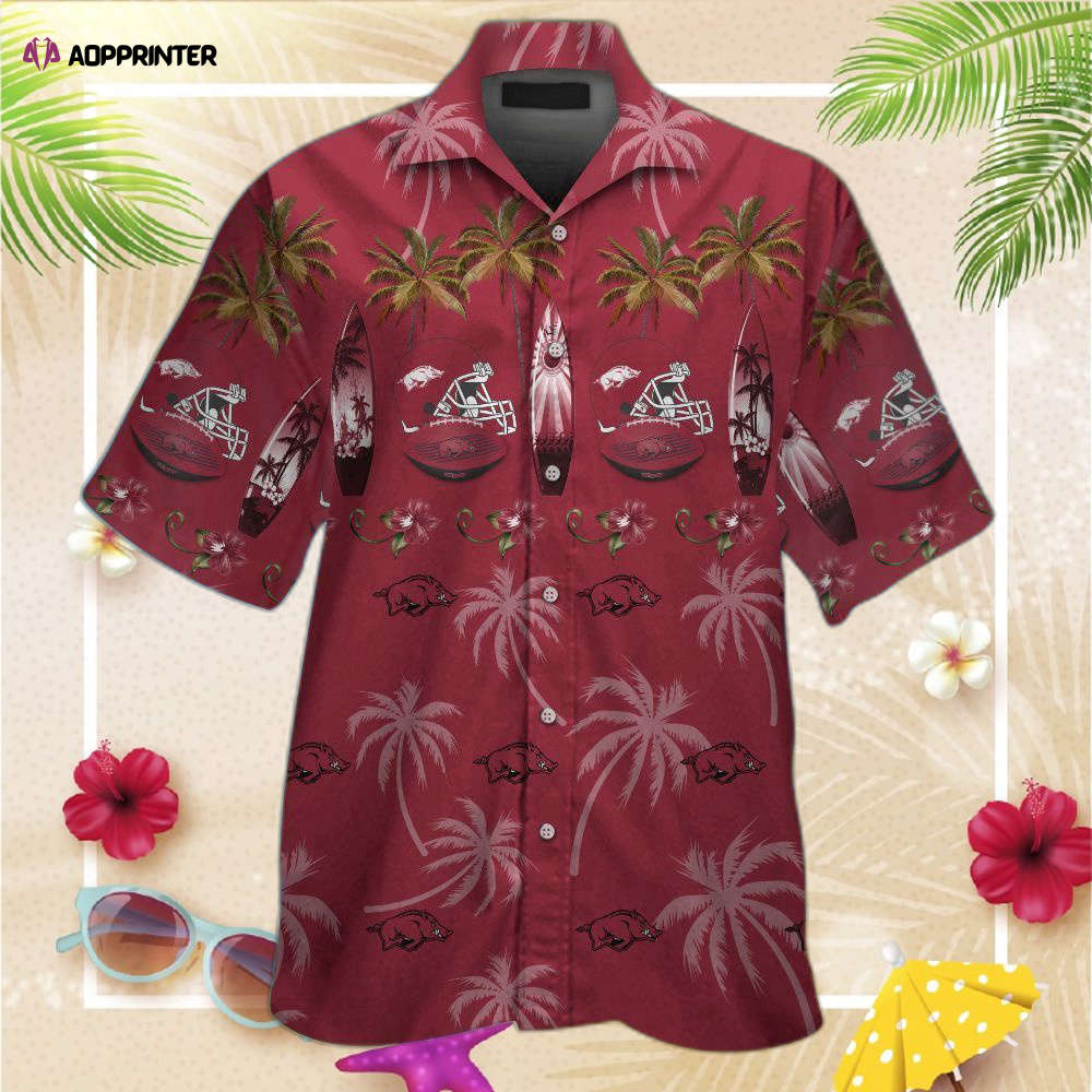 Arkansas Razorbacks Short Sleeve Button Up Tropical Aloha Hawaiian Shirt Set for Men Women Kids Arkansas Razorbacks Short Sleeve Button Up Tropical Aloha Hawaiian Shirt Set for Men Women Kids
