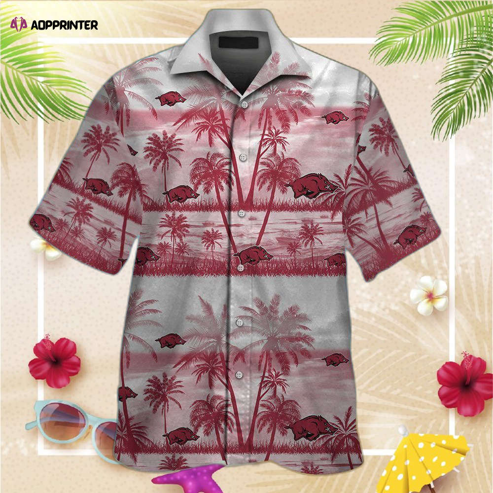 Arkansas Razorbacks Short Sleeve Button Up Tropical Aloha Hawaiian Shirt For Men Women Arkansas Razorbacks Short Sleeve Button Up Tropical Aloha Hawaiian Shirt For Men Women