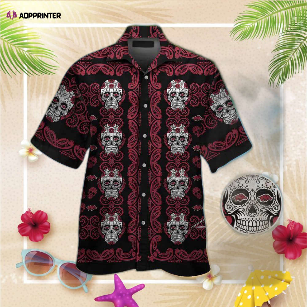 Arkansas Razorbacks Skull Hawaii Shirt Summer Button Up Shirt For Men Women Arkansas Razorbacks Skull Hawaii Shirt Summer Button Up Shirt For Men Women
