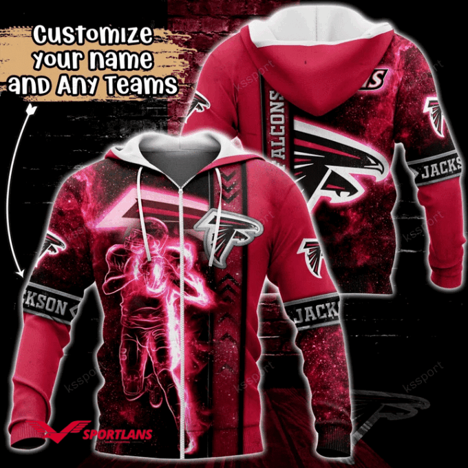 Atlanta Falcons NFL Custom Name 3D Hoodie, Gift For Men And Women