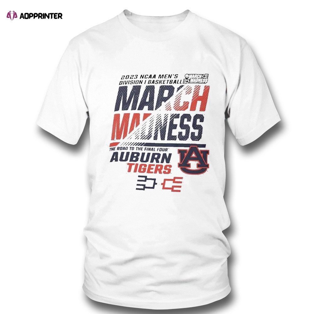 Auburn Tigers Mens Basketball 2023 Ncaa March Madness The Road To Final Four T-shirt For Fans Auburn Tigers Mens Basketball 2023 Ncaa March Madness The Road To Final Four T-shirt For Fans