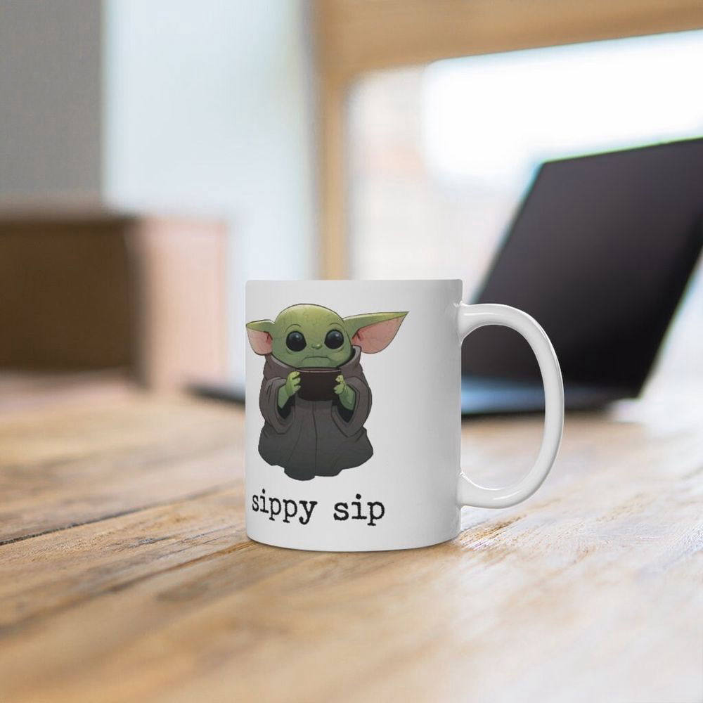 Baby Yoda Coffee Mug, Sippy Sip Mug, Baby Yoda Gift Baby Yoda Coffee Mug, Sippy Sip Mug, Baby Yoda Gift