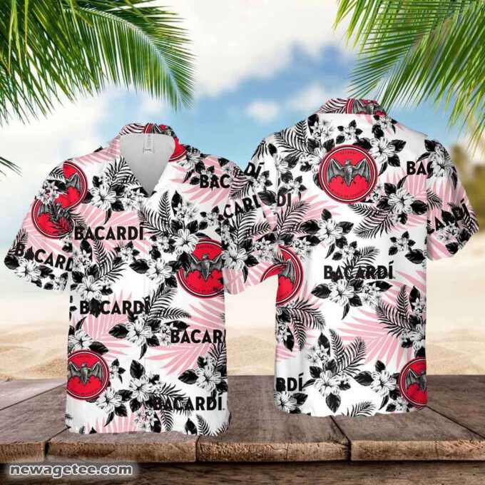Bacardi Hawaiian Button Up Shirt Hibiscus Floral For Men Women