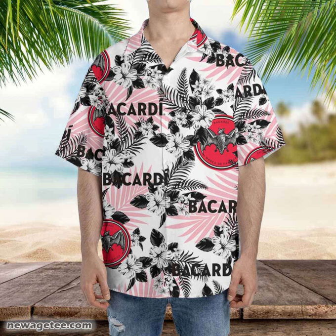 Bacardi Hawaiian Button Up Shirt Hibiscus Floral For Men Women