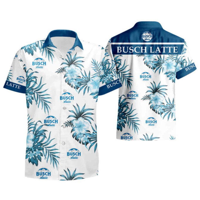 Beer Hawaiian Shirt Busch Light Hibiscus Flower Pattern Blue White Hawaii Aloha Shirt