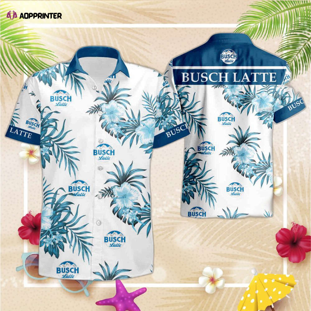 Beer Hawaiian Shirt Busch Light Hibiscus Flower Pattern Blue White Hawaii Aloha Shirt Beer Hawaiian Shirt Busch Light Hibiscus Flower Pattern Blue White Hawaii Aloha Shirt