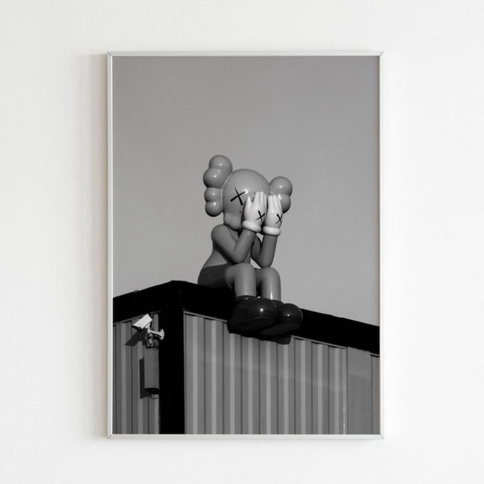 Black and White Kaws Poster – Gift For Home Decoration