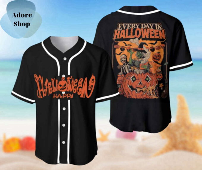 Black Happy Halloween Baseball Jersey Shirt, Perfect Holiday Gift For Adult, Youth, Kids