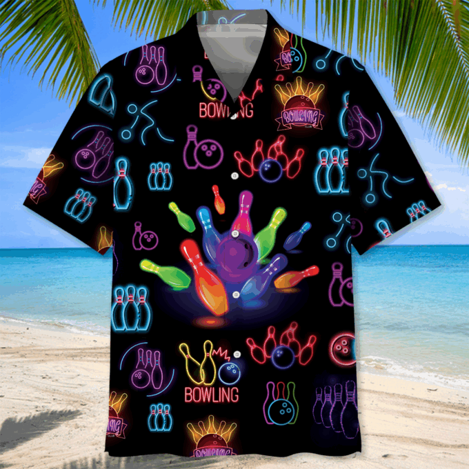 Bowling Neon Hawaiian Shirt, Gift For Men Women