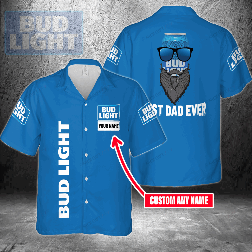 Bud Light Custom Name Best Dad Ever Hawaiian Shirt For Men And Women Bud Light Custom Name Best Dad Ever Hawaiian Shirt For Men And Women