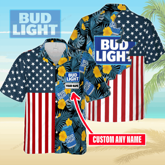 Bud Light Custom Name  Hawaiian Shirt For Men And Women