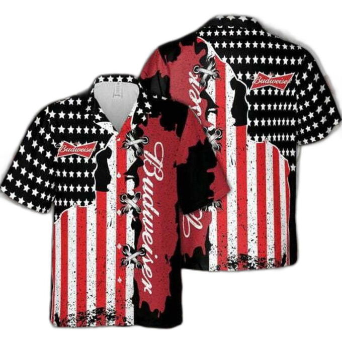Budweiser American Flag Hawaiian Shirt For Men Women