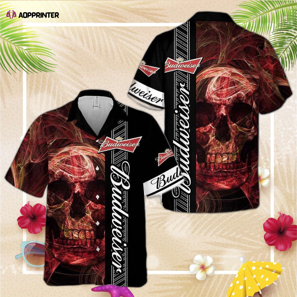 Budweiser Beer Skull Hawaiian Shirt, Gift For Men And Women Budweiser Beer Skull Hawaiian Shirt, Gift For Men And Women