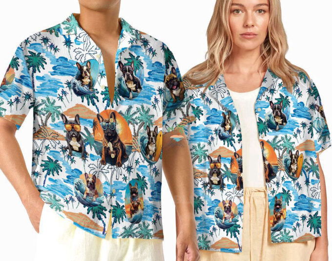 Bulldog with Glasses Hawaiian Shirt, Gift For Men And Women, French Bulldog Surfing Hawaii Shirt