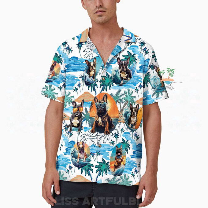 Bulldog with Glasses Hawaiian Shirt, Gift For Men And Women, French Bulldog Surfing Hawaii Shirt